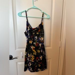 Dreamy floral Velvet cowl neck mini dress